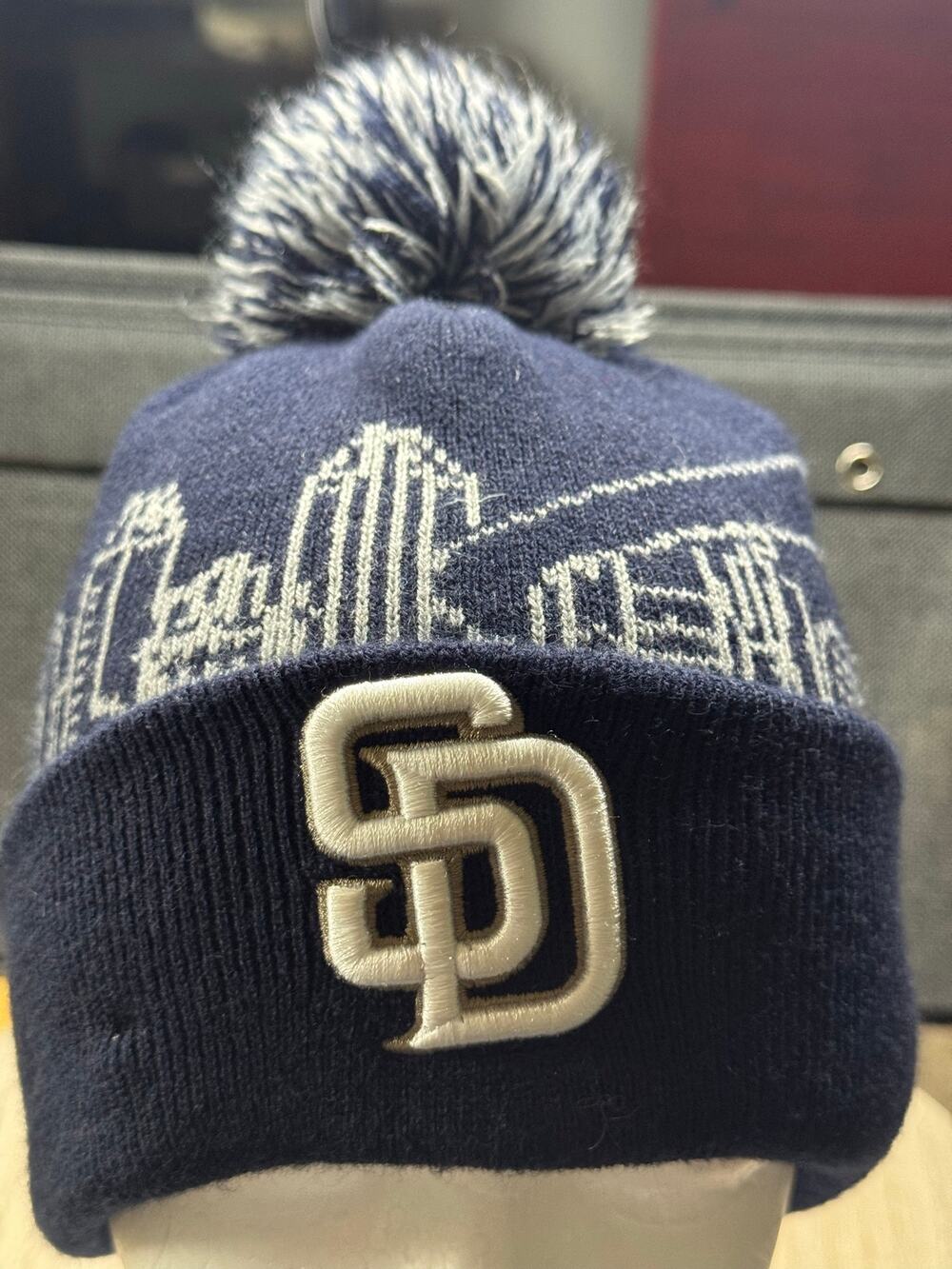 New Era San Diego Padres Pom Beanie Hat Navy Winter Knit MLB Cuffed Cap
